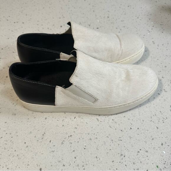 Free People Calf Hair Slip On Sneakers Leather Black White Size 9 - Picture 2 of 11